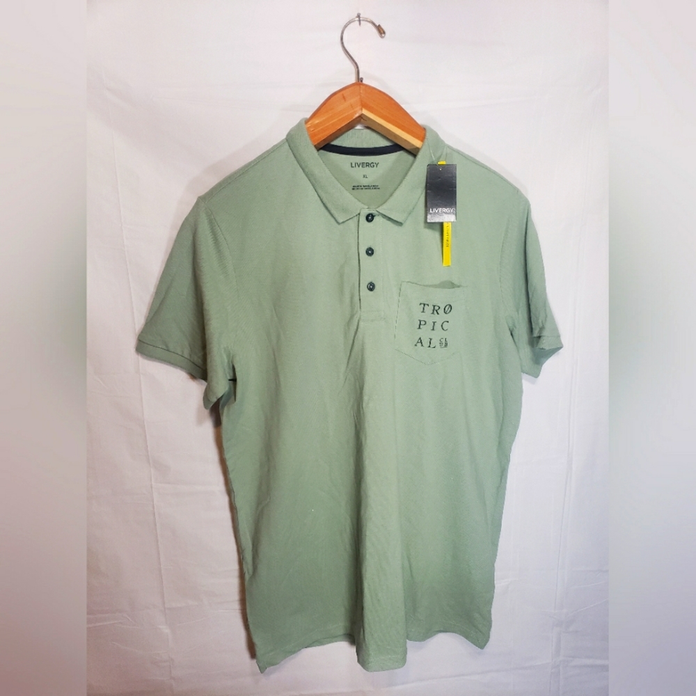 Livergy polo brand new green with pocket monogram NWT